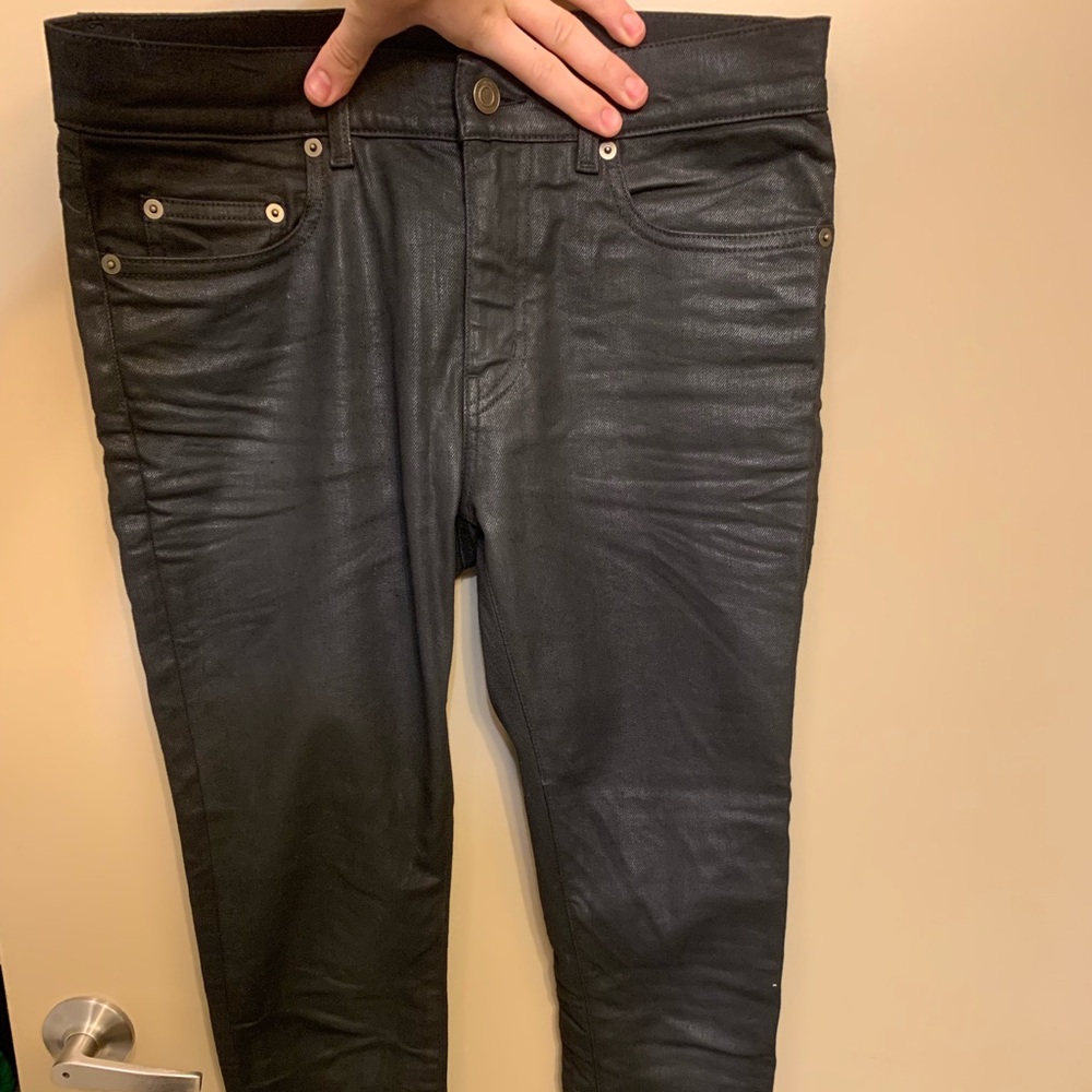 Black Saint Laurent D02 Coated Denim Jeans